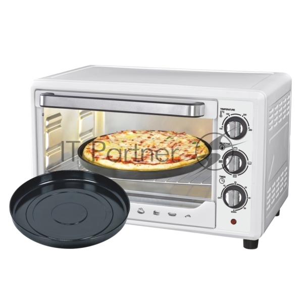 Мини-печь Sakura SA-7001WP 35л, духовка 1600 Вт,, механ.управление, 3 режима работы духовки (верх, низ, верх+низ), таймер на 60 минут, регулировка температуры духовки, комплектация - металлическая решетка, противень, круглая форма для выпечки (230х50 мм), ухват. белый.