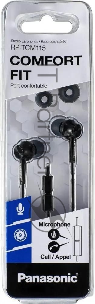 Проводные наушники Panasonic RP-TCM115GCK черный, внутриканальные, Jack 3.5 мм
