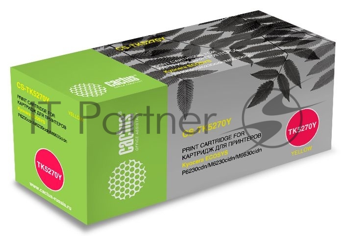 Картридж лазерный Cactus CS-TK5270Y желтый (6000 стр.) для Kyocera ECOSYS P6230cdn, M6230cidn, M6630cidn