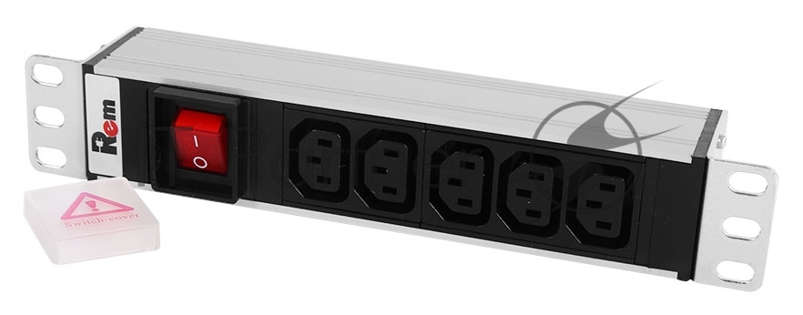 REM Блок розеток Rem-10 без шнура с выкл., 5 IEC 60320 C13, вход IEC 60320 C14, 10A, алюм., 10" (R-10-5C13-V-220-Z)
