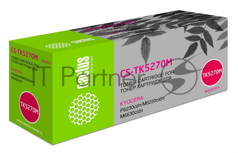 Картридж лазерный Cactus CS-TK5270M пурпурный (6000 стр.) для Kyocera ECOSYS P6230cdn, M6230cidn, M6630cidn
