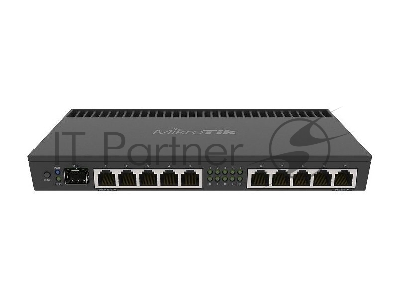Маршрутизатор MikroTik RB4011iGS+RM, 10×1 Гбит/с (1 PoE-in / 1 PoE-out) + 1×10 Гбит/с SFP+, управляемый