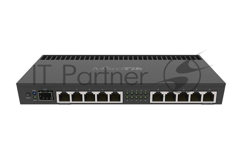 Маршрутизатор MikroTik RB4011iGS+RM, 10×1 Гбит/с (1 PoE-in / 1 PoE-out) + 1×10 Гбит/с SFP+, управляемый