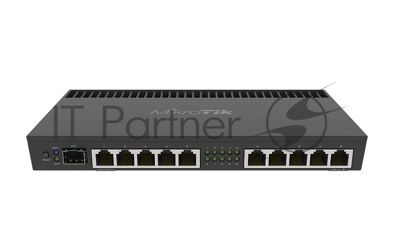 Маршрутизатор MikroTik RB4011iGS+RM, 10×1 Гбит/с (1 PoE-in / 1 PoE-out) + 1×10 Гбит/с SFP+, управляемый