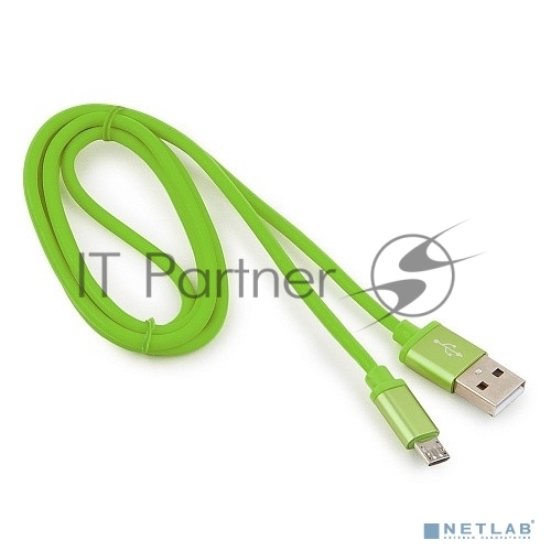 Кабель USB2.0 Cablexpert CC-S-mUSB01Gn-1M, AM/microB, серия Silver, 1м, зеленый, блистер