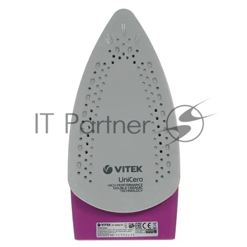 Утюг дорожный Vitek VT-8305 белый/фиолетовый, 1000 Вт, 30 г/мин, 45 г/мин, 70 мл