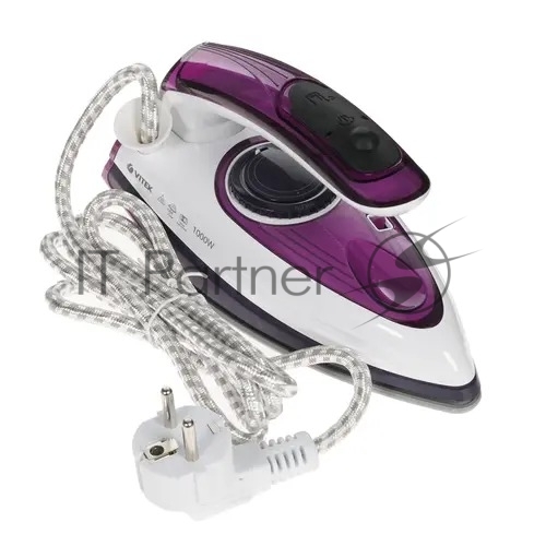 Утюг дорожный Vitek VT-8305 белый/фиолетовый, 1000 Вт, 30 г/мин, 45 г/мин, 70 мл