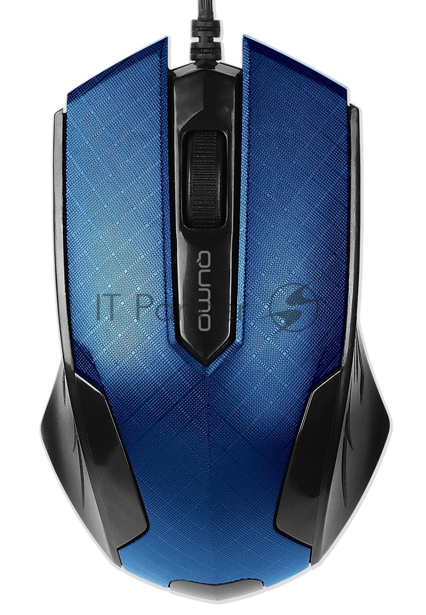 Мышь проводная Qumo Office M14 синий, 1000 dpi, USB, кнопки - 3