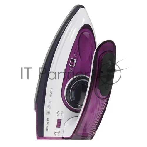 Утюг дорожный Vitek VT-8305 белый/фиолетовый, 1000 Вт, 30 г/мин, 45 г/мин, 70 мл