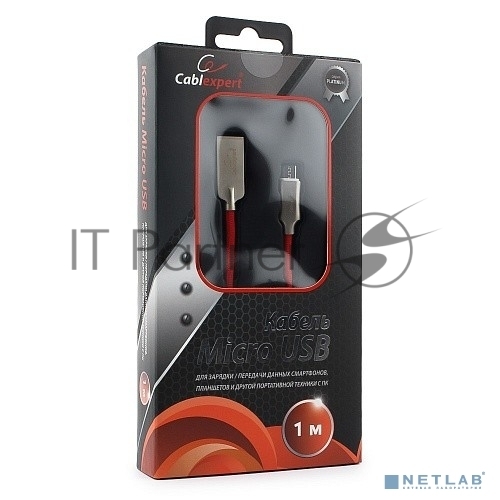 Кабель USB2.0 Cablexpert CC-P-mUSB02R-1M, AM/microB, серия Platinum, длина 1м, красный, блистер
