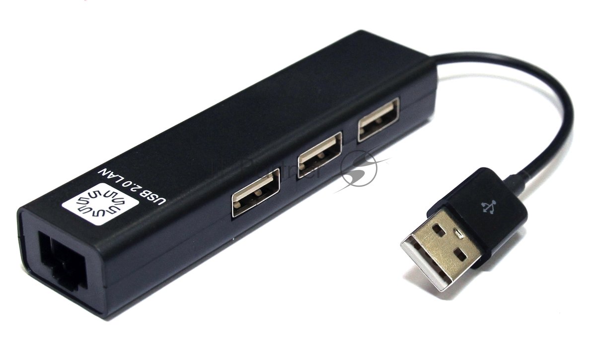 Кабель-адаптер 5bites UA2-45-06BKUSB2.0, 3хUSB2.0, RJ45 100MB, черный