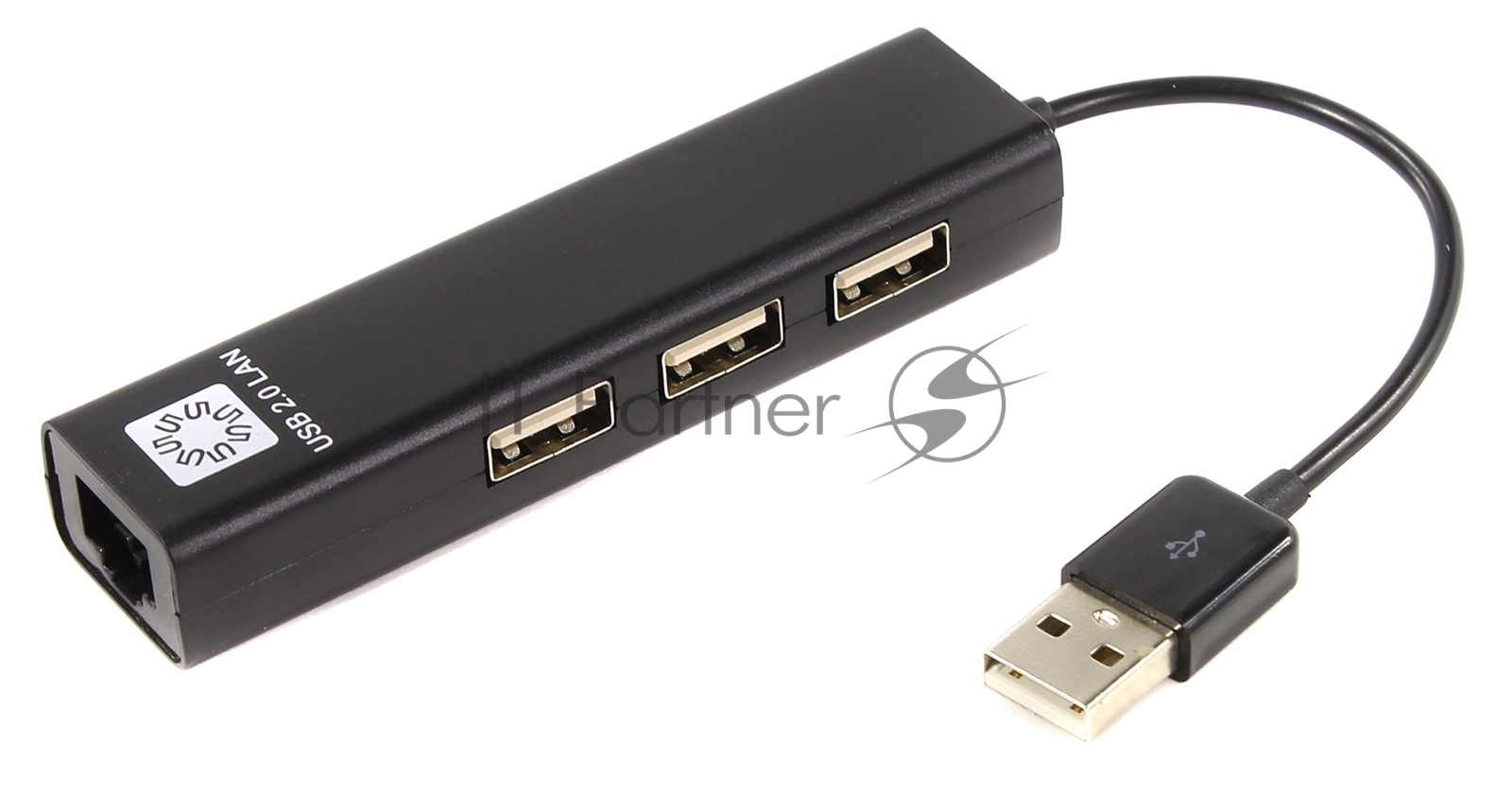 Кабель-адаптер 5bites UA2-45-06BKUSB2.0, 3хUSB2.0, RJ45 100MB, черный