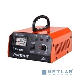Зарядное устройство PATRIOT BCI-22M [650303425] {Вход.напр. 1ф - 220В ±15%; потреб.мощ 0,7/0,99 кВА; напряжен.зарядки 12/24В; ток зарядки макс. 20/15А; емк.бат. 10-400/10-270 А/ч; вес 1,4 кг.}