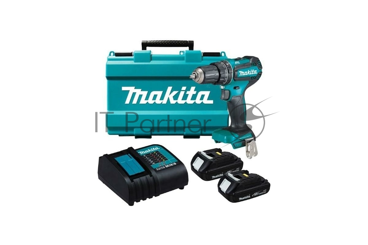 Аккумуляторная дрель-шуруповерт Makita DHP485SYE б\щет, 18В, 2х1.5 А·чLi-ion, БЗП-13мм,0-500\1900об\м, 50\25Нм
