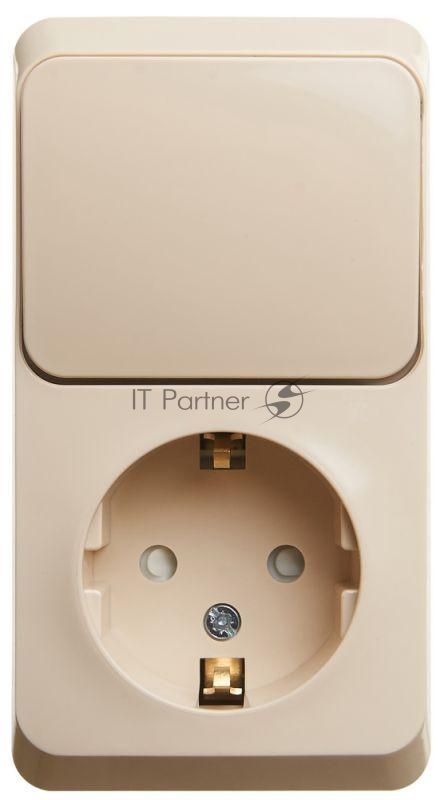 Блок Schneider-electric ЭТЮД О/У БЛОК: Розетка с зазем. со шт. + Выключатель 1-клавиш., кремовый,