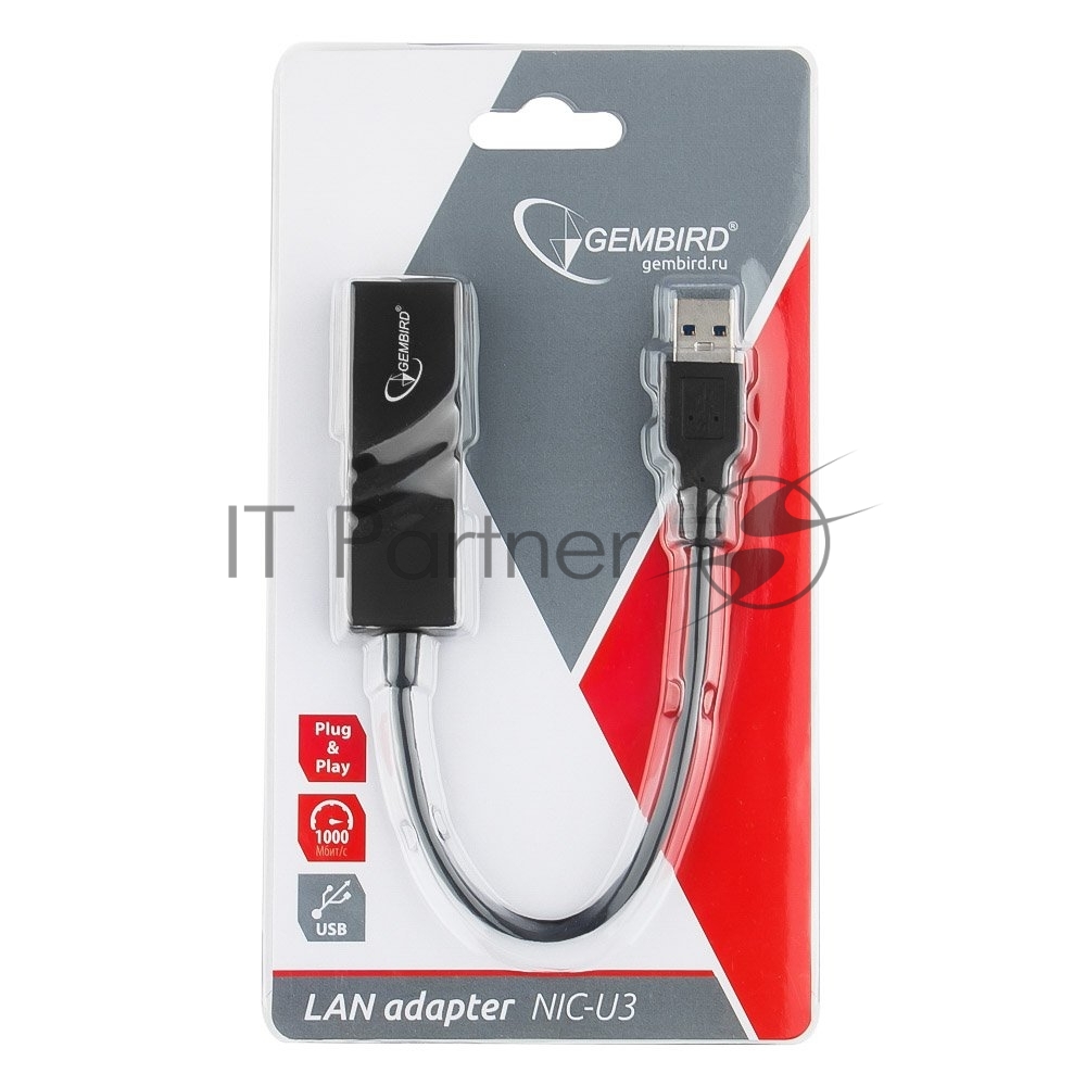<085043> Сетевая карта USB3.0 Gembird NIC-U3 Fast Ethernet Adapter 10/100/1000 Мбит/сек [NIC-U3]