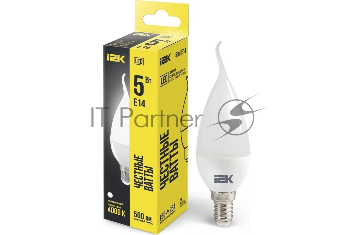 Лампа cветодиодная IEK LLE-CB35-5-230-40-E14 ECO CB35 свеча на ветру 5Вт 230В 4000К E14