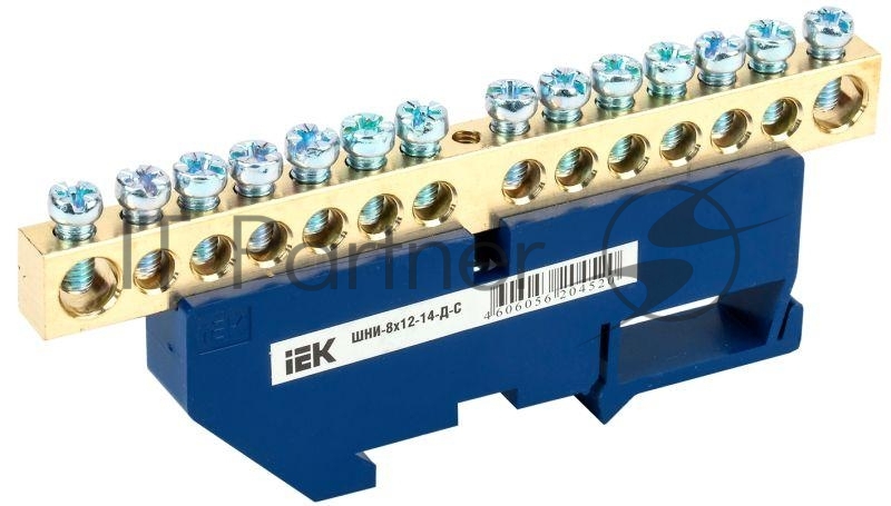 Шина IEK YNN10-812-14D-K07 N "ноль" на DIN-изол ШНИ-8х12-14-Д-С IEK