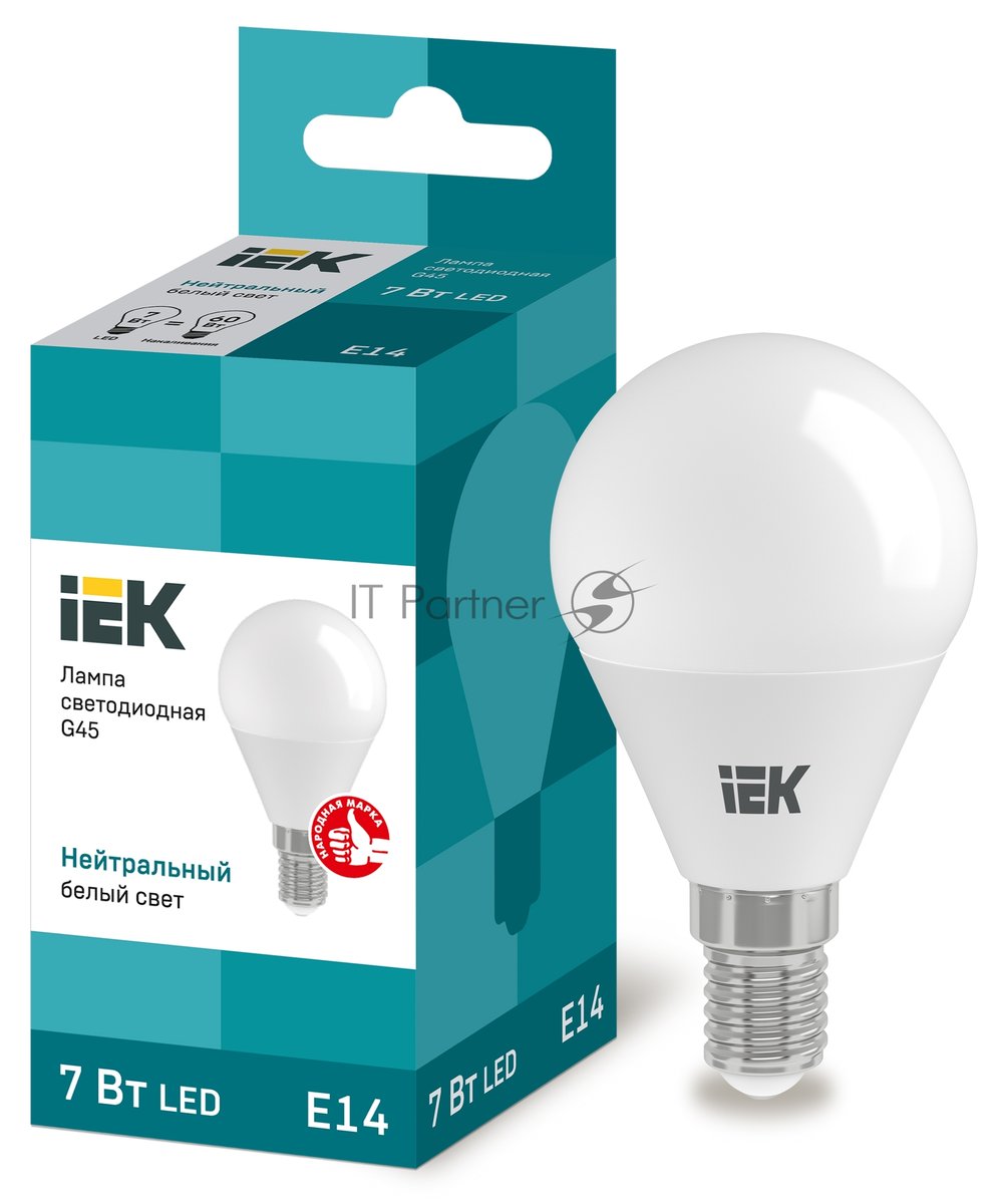 Лампа cветодиодная IEK LLE-G45-7-230-40-E14 ECO G45 шар 7Вт 230В 4000К E14