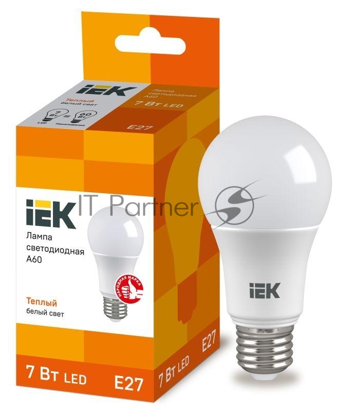 Лампа cветодиодная IEK LLE-A60-7-230-30-E27 ECO A60 шар 7Вт 230В 3000К E27 IEK