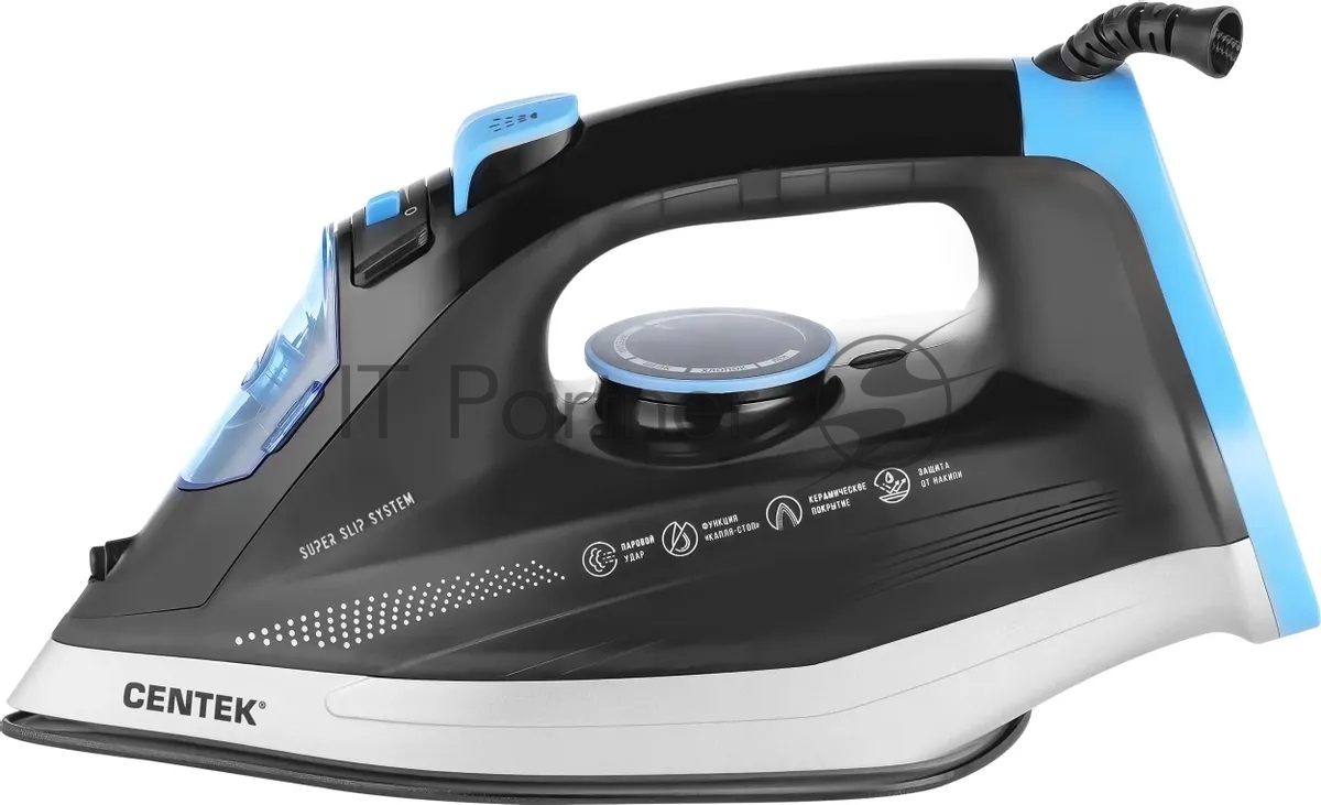 Утюг Centek CT-2315 черный/голубой, 2700 Вт, 35 г/мин, 135 г/мин, 320 мл