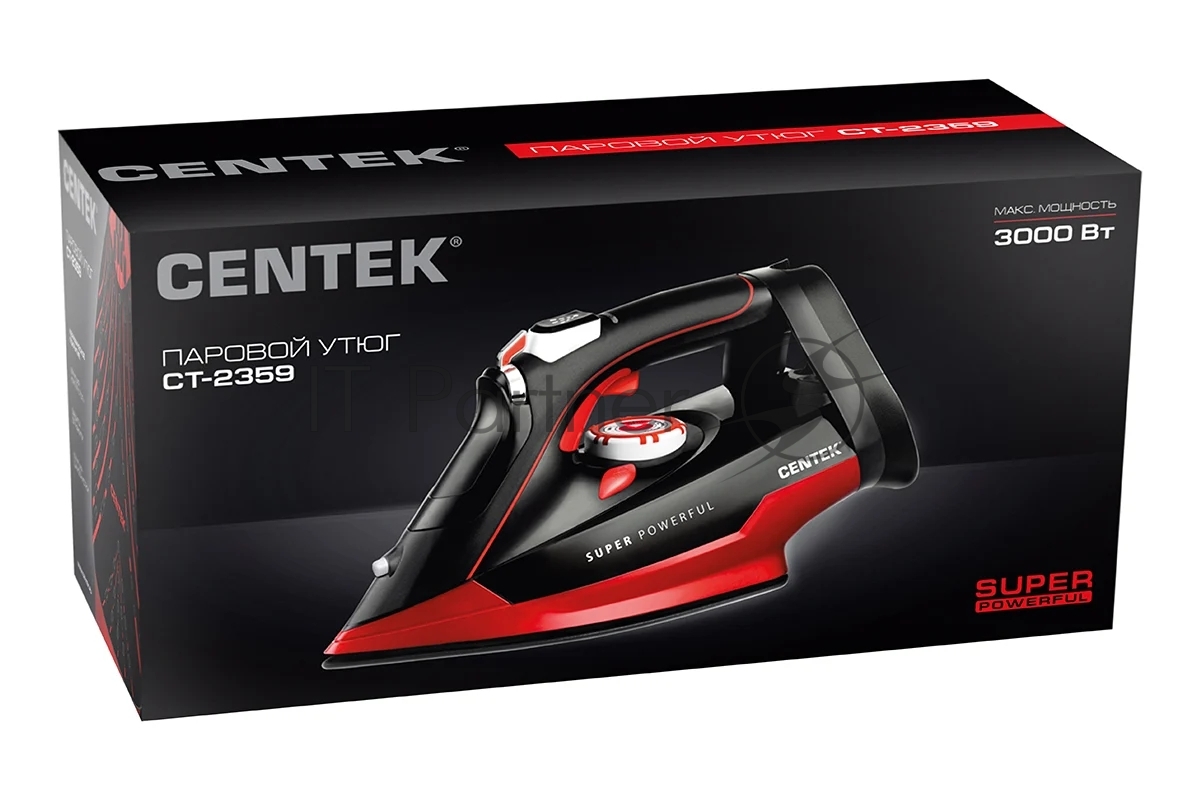 Утюг Centek CT-2359 красный/черный, 3000 Вт, 50 г/мин, 190 г/мин, 320 мл