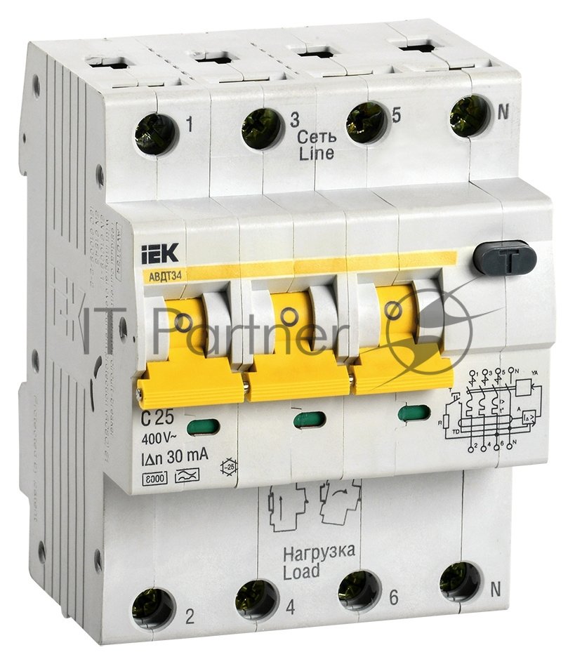 Выключатель автоматический дифференциального тока IEK MAD22-6-025-C-30 АВДТ 34 C25 30мА