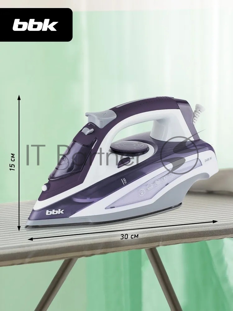 Утюг BBK ISE-2404 фиолетовый, 2400 Вт, 40 г/мин, 140 г/мин, 440 мл