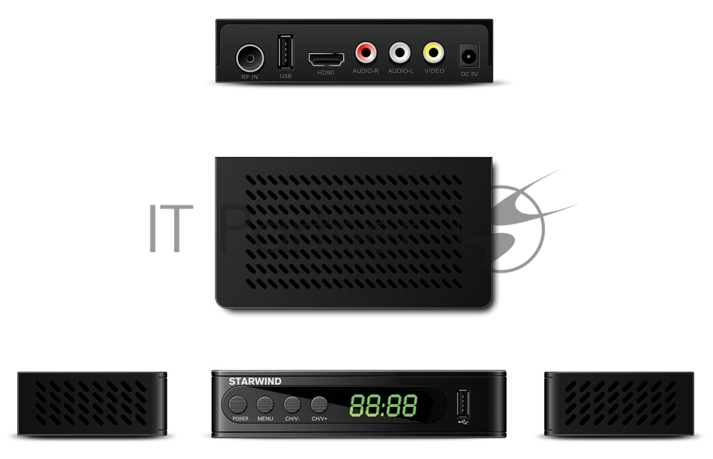 Приставка для цифрового ТВ Starwind CT-200 черный, DVB-T2, DVB-T, DVB-C, HDMI, USB 2.0 х2
