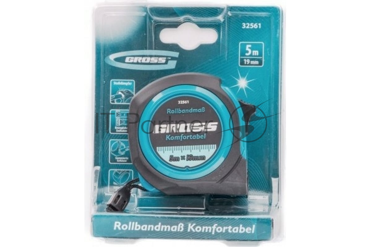 Рулетка Gross 32561 komfortabel 5м х 19мм обрезиненный корпус
