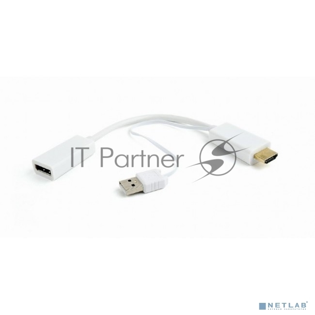 Конвертер HDMI->DisplayPort, Cablexpert  DSC-HDMI-DP-W, HD19M+USBxHD20F, белый