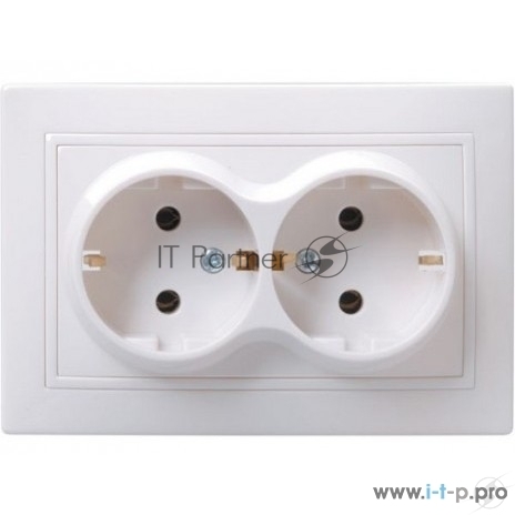 Розетка IEK ERK24-K01-16-DM РС12-3-КБ 2 местн. c з/к без защ.штор. 16А КВАРТА (белый)