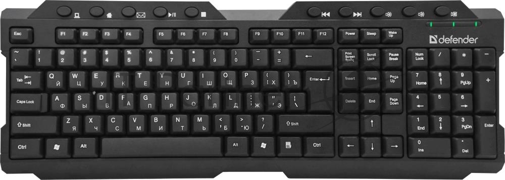 Клавиатура беспроводная DEFENDER Element (Элемент) HB-195 черный (USB, 114 клавиши) (45195)