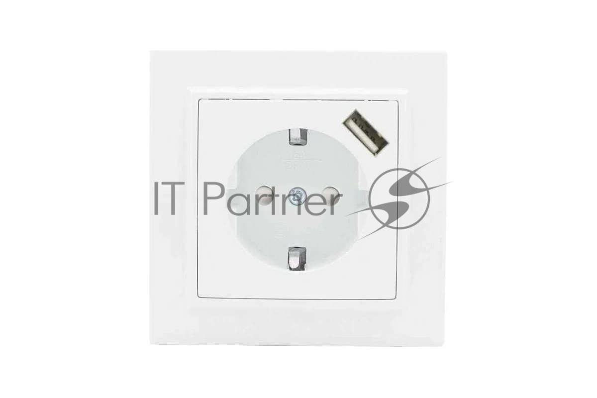 Розетка EKF Минск ERR16-028-100-USB 1-местная СП с/з с защитными шторками 16А белая с USB 1А