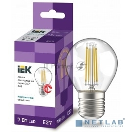 Лампа cветодиодная LED G45 шар прозр. IEK LLF-G45-7-230-40-E27-CL 7Вт 230В 4000К E27 серия 360°