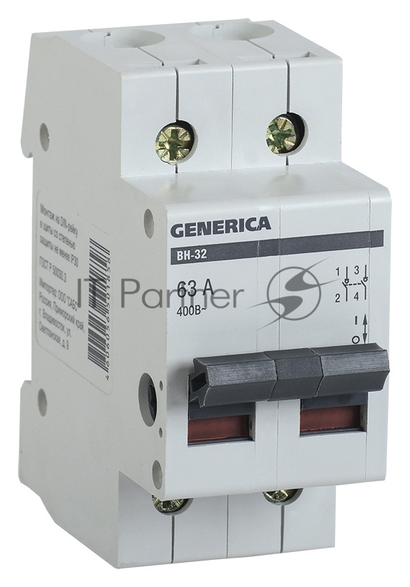 Выключатель нагрузки IEK MNV15-2-063 (мини-рубильник) ВН-32 2Р 63А GENERICA