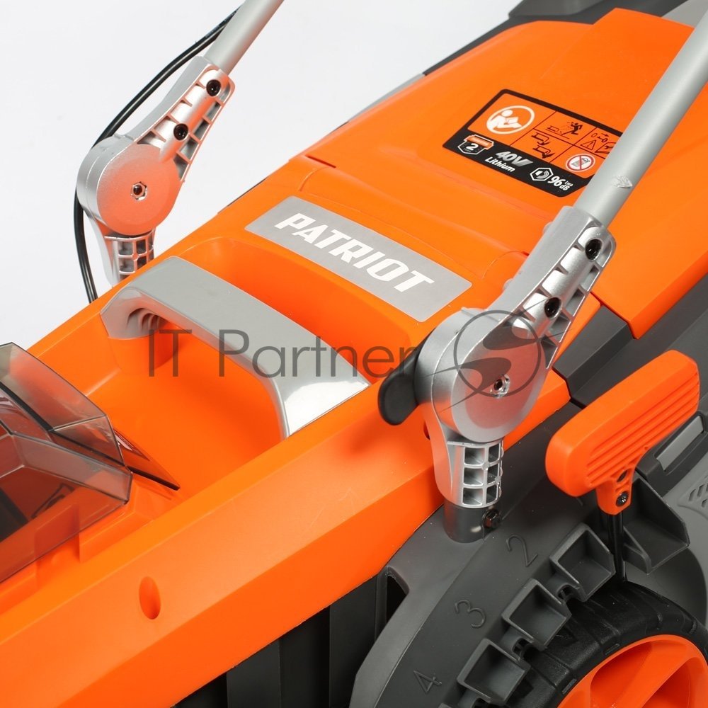 PATRIOT CM 435XL Газонокосилка аккумуляторная [512201435] { 40В, акб 2,5Ач, ширина кошения 37см, травосборник 40 л }