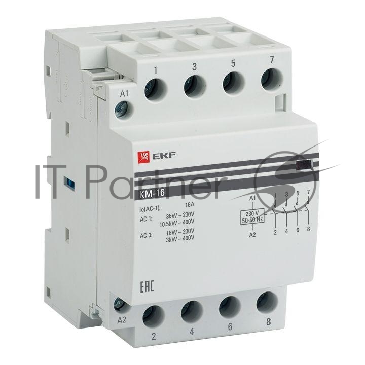 Контактор модульный EKF km-3-16-40 КМ 16А 4NO (3 мод.) PROxima