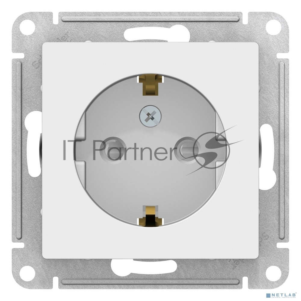 Розетка с заземлением со шторками Schneider-electric ATN000145 ATLASDESIGN, 16А, механизм, БЕЛЫЙ