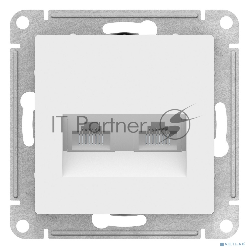 Розетка компьютерная двойная AtlasDesign Розетка RJ45+RJ45, кат.5E, механизм, белый