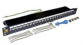 Патч-панель LANMASTER - LAN-PPL, 24-ports, кат. 6A, STP, RJ-45, IDC Dual, 1U, цвет чёрный, LAN-PPL24S6A