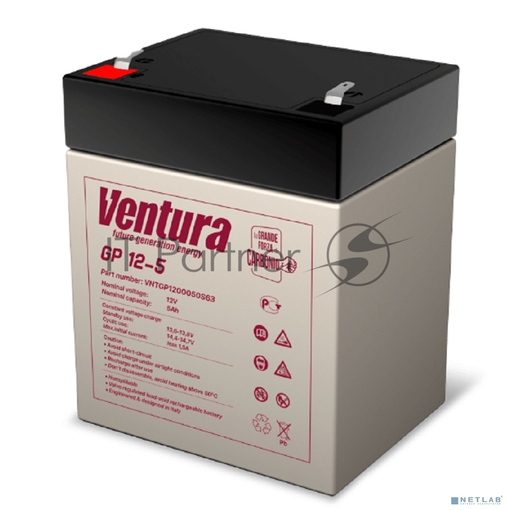 АКБ Ventura GP 12-5    12V/5Ah {S63 (F2), ДхШхВ 91х70х107мм, 1.56кг, срок службы 6-9 лет}