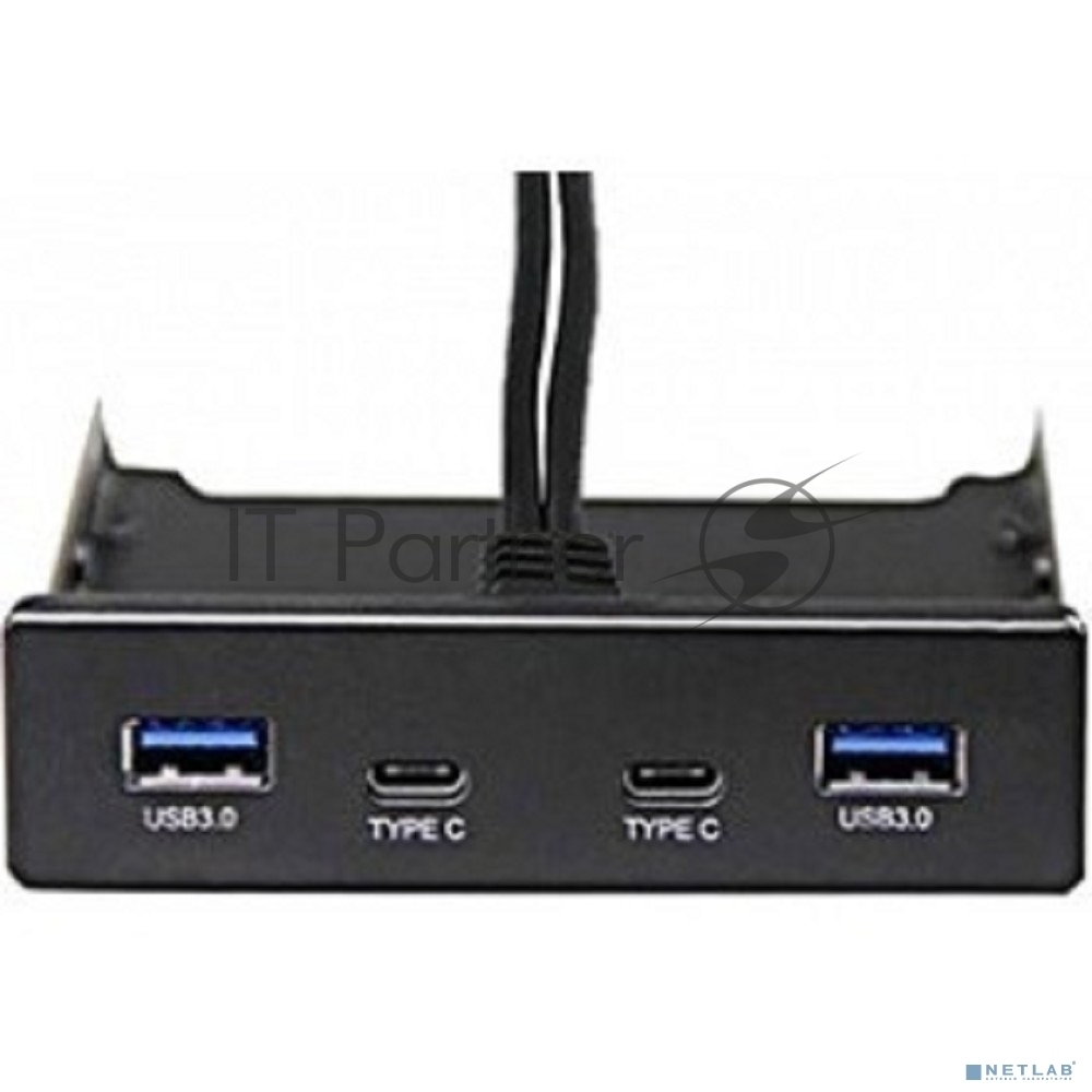 Exegate EX280448RUS Планка USB на переднюю панель Exegate U3H-619, 3,5", 2*USB3.0+2*TypeC, черная, подсоед-е к мат. плат