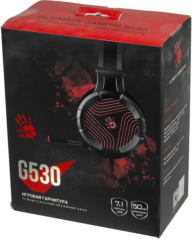 Гарнитура A4Tech Bloody G530 чёрный/серый, проводная, подсветка