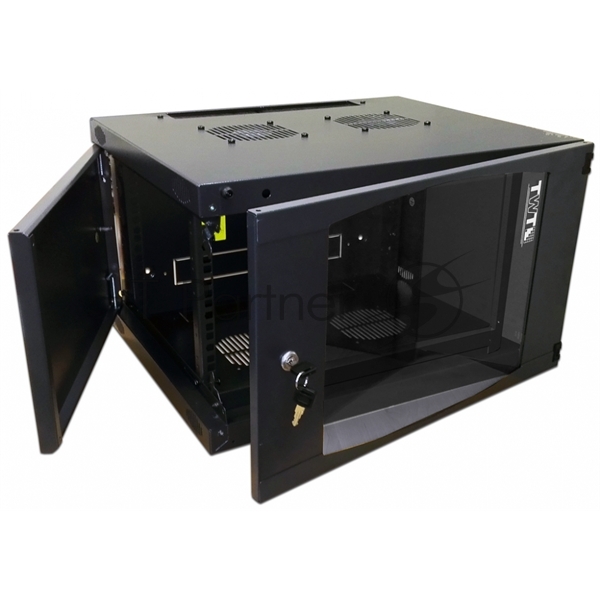 Шкаф коммутационный Lanmaster Next (TWT-CBWNG-18U-6X6-BK) настенный 18U 550x600мм пер.дв.стекл 60кг черный 29кг 988мм IP20