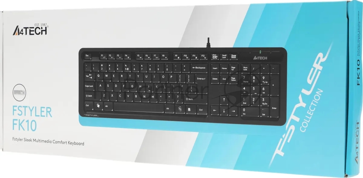 Клавиатура проводная A4Tech Fstyler FK10, USB, черный/синий