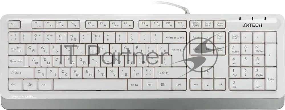 Клавиатура проводная A4Tech Fstyler FK10, USB, белый/серый