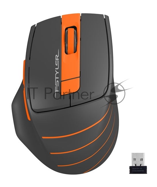 Мышь беспроводная A4Tech Fstyler FG30 серый/оранжевый, 2000 dpi, радиоканал, USB, кнопки - 5