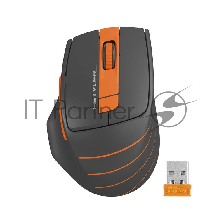 Мышь беспроводная A4Tech Fstyler FG30 серый/оранжевый, 2000 dpi, радиоканал, USB, кнопки - 5