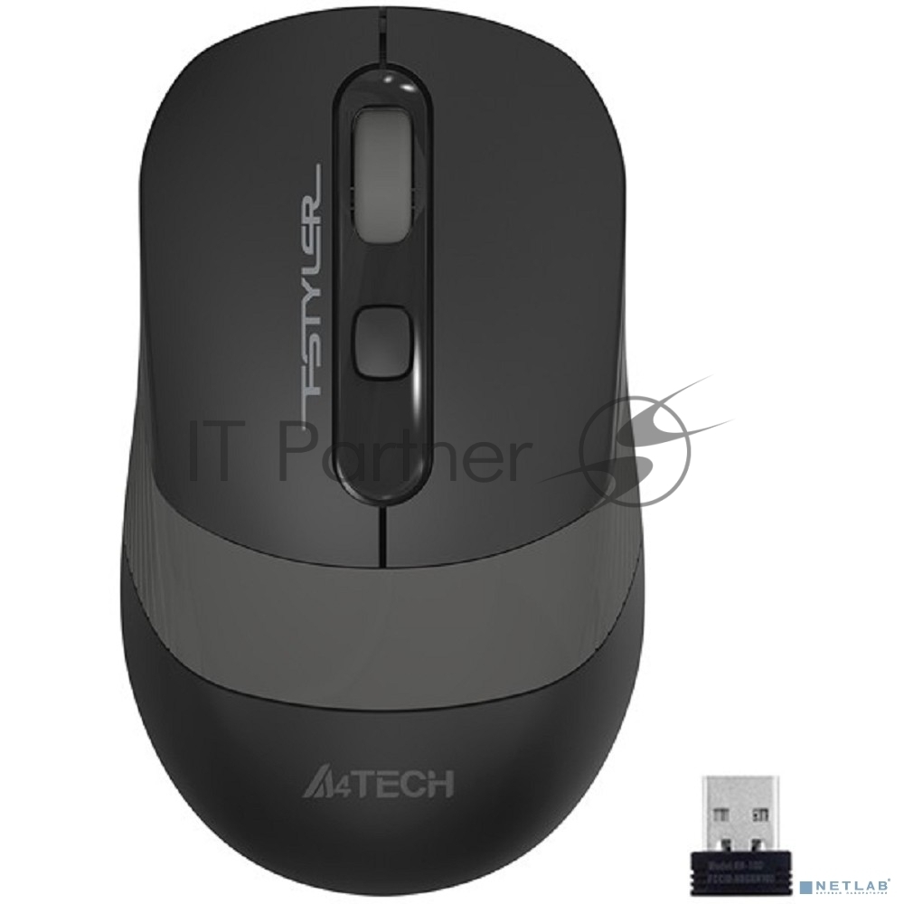 Мышь беспроводная A4Tech Fstyler FG10 черный/серый, 2000 dpi, радиоканал, USB, кнопки - 4